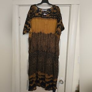 Elegant Black and Brown Midi Dress